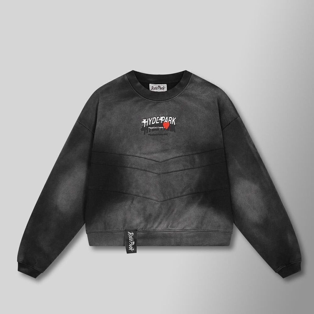 Hyde Park Sweater Double Velocity Crewneck Ash Black Sweatshirt Pullover Size M